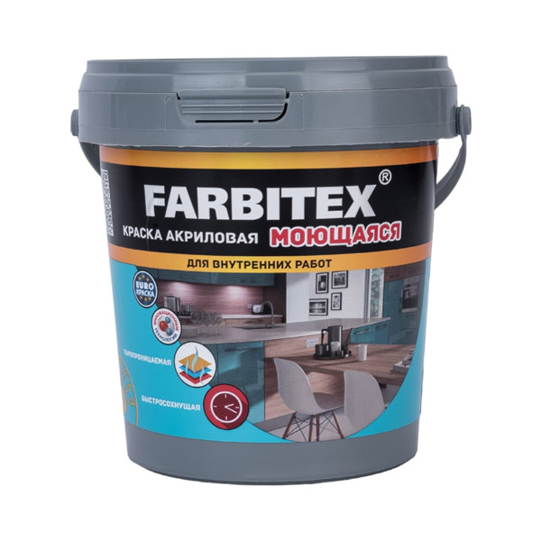 Краска акриловая моющаяся 1,1кг Farbitex (6)